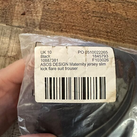 ASOS Design Black Flared Maternity Jersey Slim Kick Flare Suit Trouser Pants -6 - Picture 8 of 8